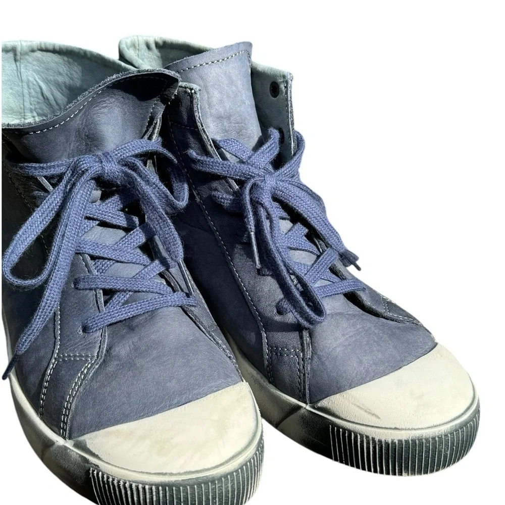 SOFTINOS BY FLY LONDON LEATHER LACE UP SNEAKERS SHOES INDIRA BLUE 38 FITS 7.5-8